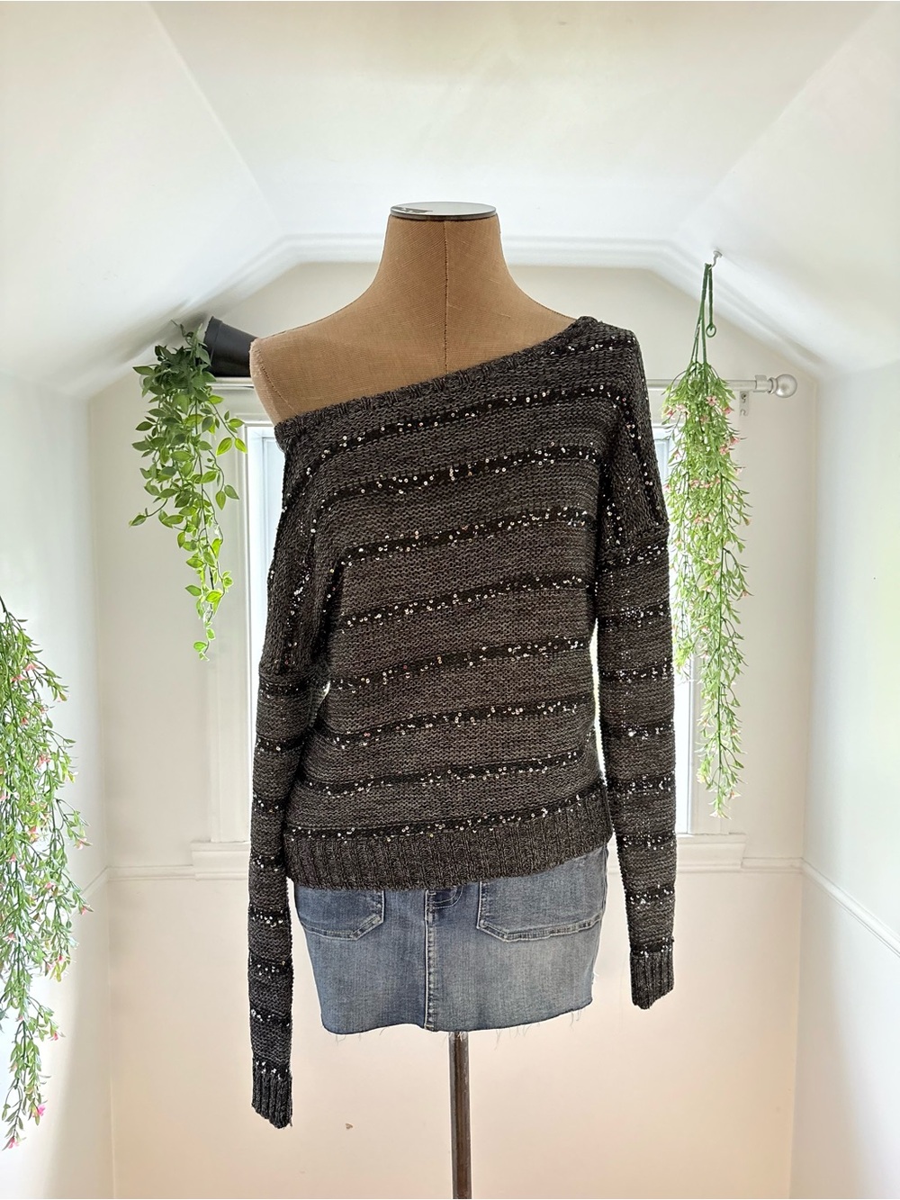 Charcoal Sparkle Knit Sweater